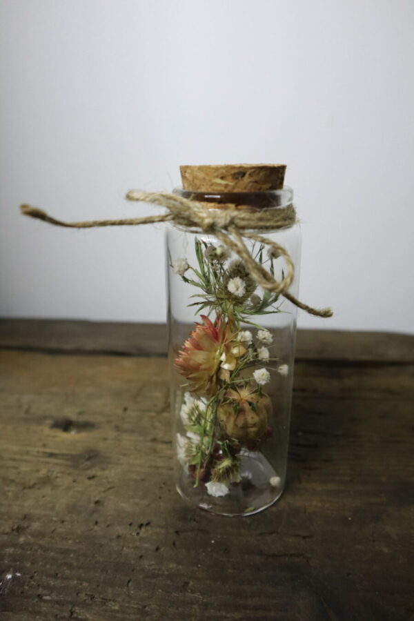 Droogbloemen in glazen buis