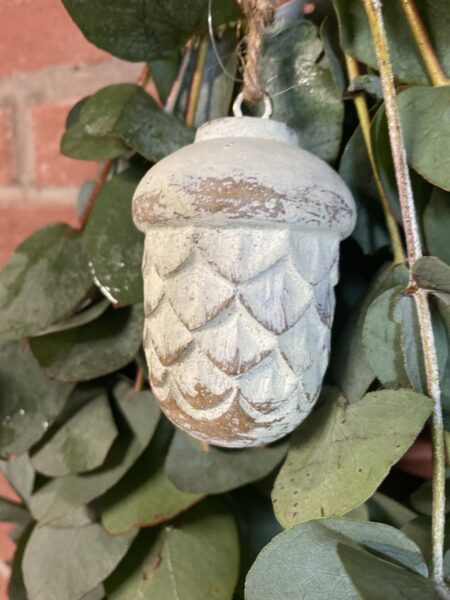 Hang Ornament eikel wit