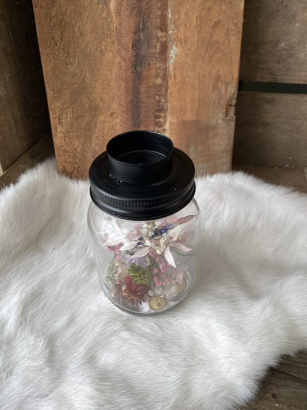 Waxinehouder met droogbloemen #03