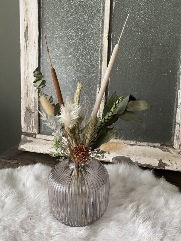 Droogbloemen in vaasje ribbel taupe - Afbeelding 5