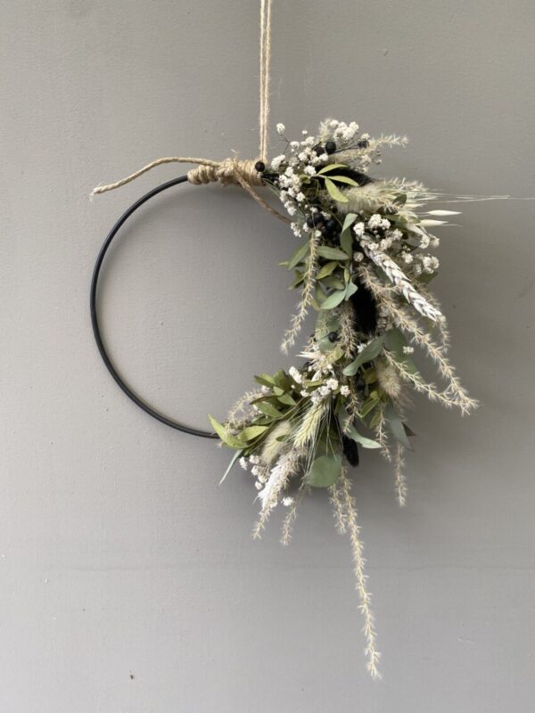 Droogbloemen krans Modern Black