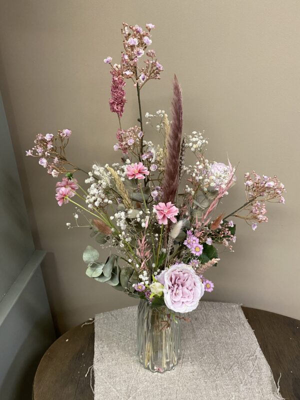 Zijde en droogbloemen boeket in vaas - Isabella - Afbeelding 5