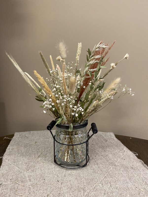 Droogbloemen in glazen pot met deksel - Karien