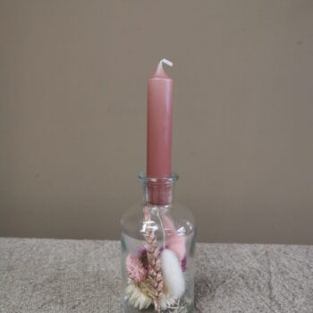 Flesje droogbloemen met kaars -  Jeroen