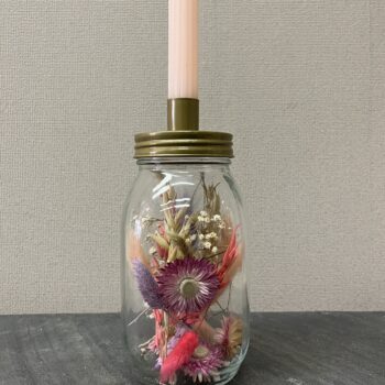 Droogbloemen in kaarshouder met kaars - Luna