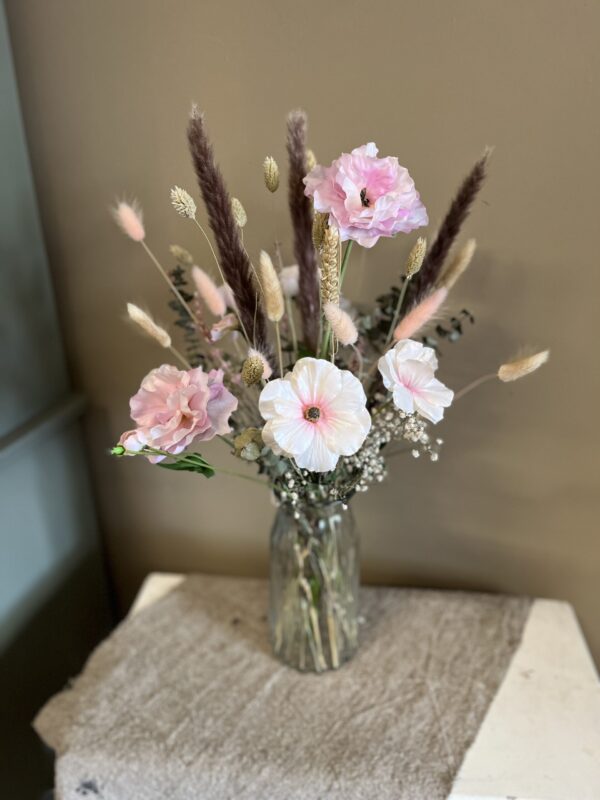 Vaas met droogbloemen en zijde bloemen - Claire - Afbeelding 3