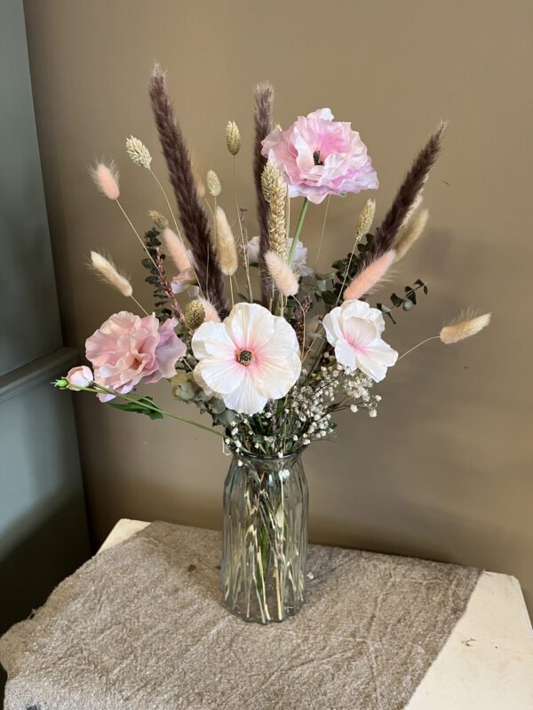 Vaas met droogbloemen en zijde bloemen - Claire