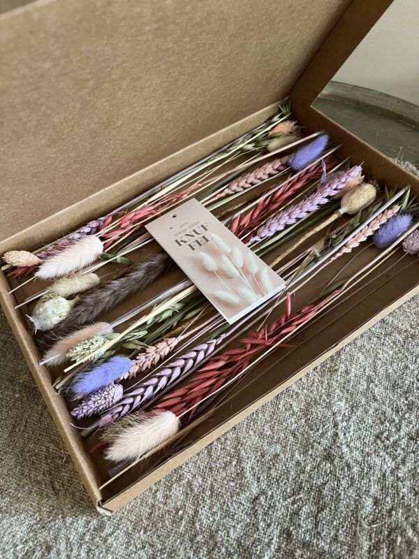 Droogbloemen brievenbus cadeau met kaart - Afbeelding 3