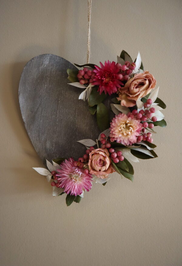 Droogbloemen houten hart - Yana