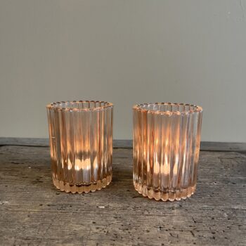 Kaarsenhouder ribbelmotief - peach